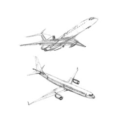 Fototapeta na wymiar Planes in the sky. Pencil drawing