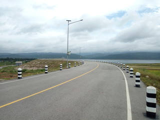 View of the dam ridge at Prachinburi Province, Thailand.
