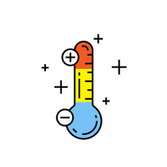 Thermometer icon. Temperature symbol. Thermostat gauge sign. Hot and cold graphic. Vector illustration line icon.