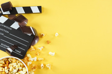 movie, cinema video concept. movie clapper board with copy space.