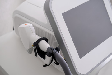 Medical equipment for cosmetology, laser epil machine, beautician cabinet, beauty salon interior details