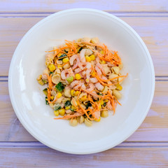 Healthy Mediterranean Style Prawn and Pasta Salad