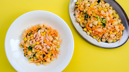 Healthy Mediterranean Style Prawn and Pasta Salad