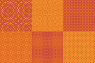 Simple cool colors geometric seamless patterns set