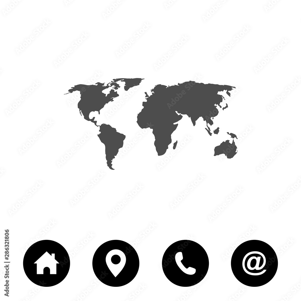 Poster world map icon vector. mail icon symbols vector. symbol for web site computer and mobile vector