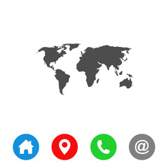 Fototapeta na wymiar World map icon vector. Mail Icon Symbols vector. symbol for web site Computer and mobile vector