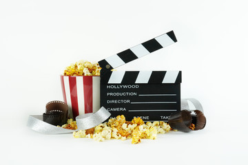 movie, cinema video concept. movie clapper board with copy space.