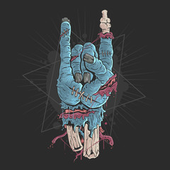 zombie hand with bones and blood artwork 