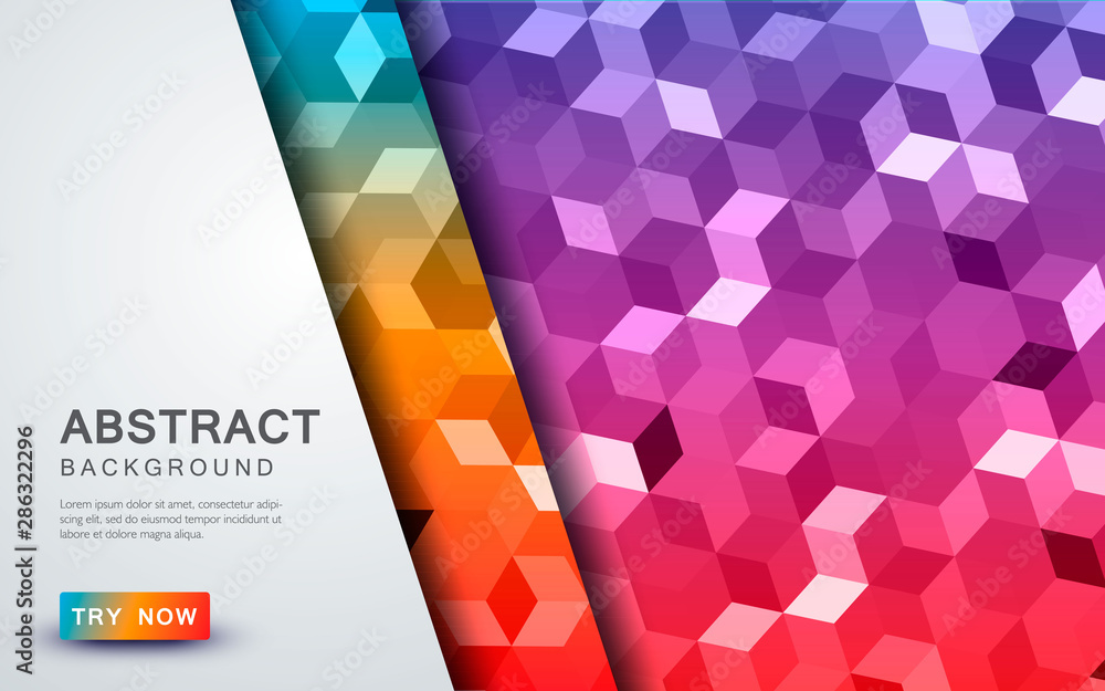 Poster abstract colored background with overlap layer decoration. orange and blue palette.
