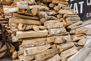 a huge pile of pine wood for ignition