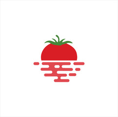 Floating Tomato Fruit Vegetable Logo Icon Design Vector Stock Template