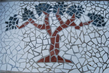 Mosaic Tree Design on Step