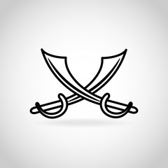 Two sabers crossed vector icon