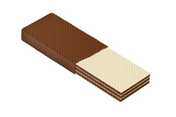 Half covered wafer with chocolate