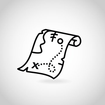 Old Pirate Treasure Map Line Icon Vector