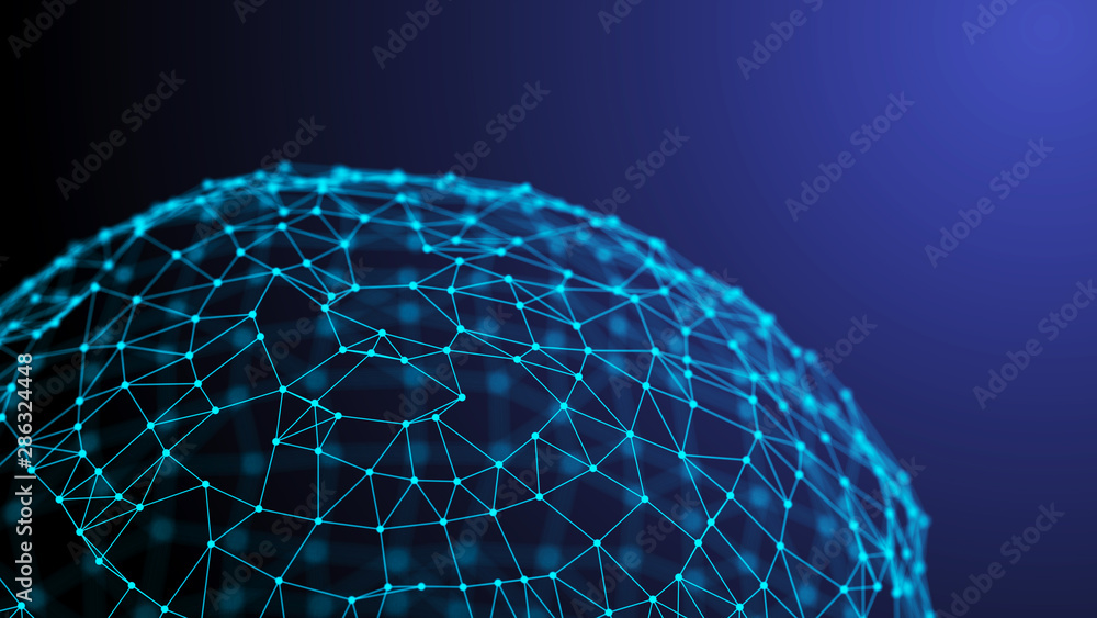 Leinwandbilder Global network connection. World map points and lines composition. 3D rendering.