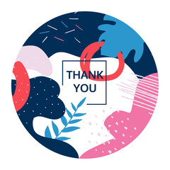 Thank you round poster - modern colorful retro style banner