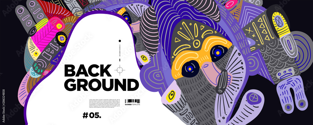 Poster colorful abstract banner template with dummy text for web design, landing page, and print material.