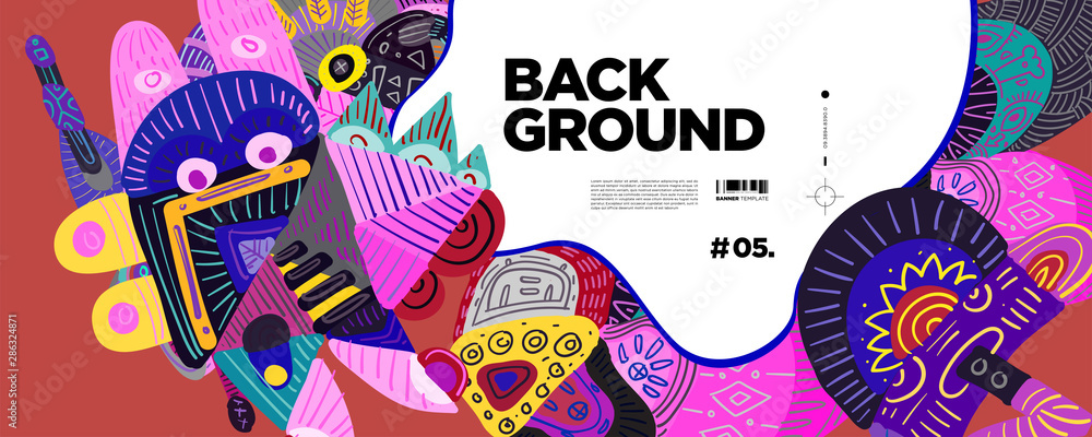 Poster colorful abstract banner template with dummy text for web design, landing page, and print material.