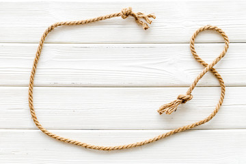 isolated rope mockup on white wooden background top view