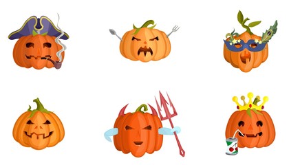 flat evil pumpkins halloween collection characters