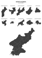 vector map of North Korea on white background