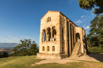 Fototapeta premium Oviedo, Spain. The Church of Santa Maria del Naranco, a Roman Catholic pre-Romanesque temple in Asturias. A World Heritage Site since 1985