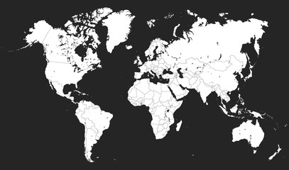 political world map on gray background