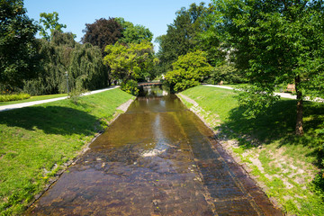 River Oos and the famous Lichtentaler Allee in Baden Baden. Where emperors and czars strolled. Baden Wuerttemberg, Germany, Europe