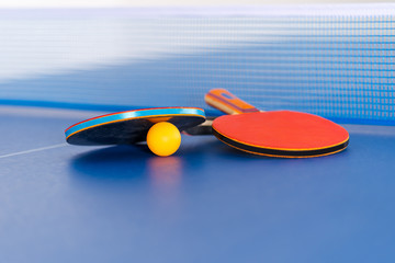 Table tennis racket and ball, Indoor sport activity