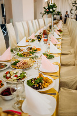 Banquet tables with snacks