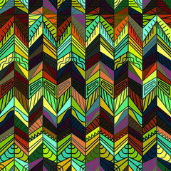 Seamless geometric pattern in ethnic style. Colorful abstract background with ornament