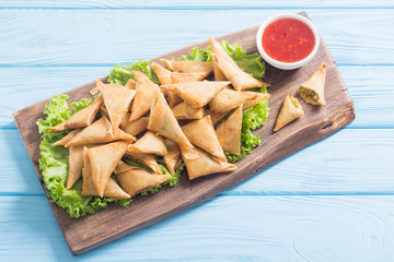 Traditional asian vegetarian food samosa