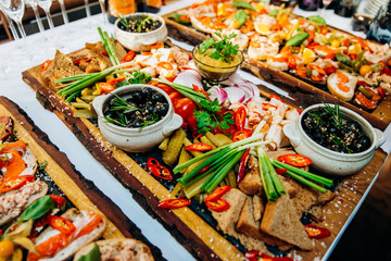 Vegetable appetizers on a banquet table