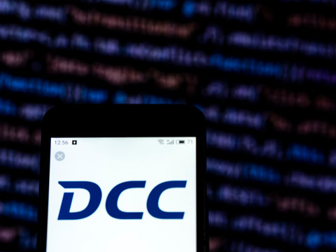 Kiev, Ukraine, December 5, 2018, illustrative editorial.  DCC plc logo seen displayed on smart phone.