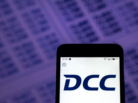 Kiev, Ukraine, December 5, 2018, illustrative editorial.  DCC plc logo seen displayed on smart phone.