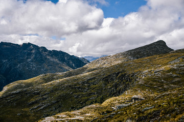 Fototapeta premium Mountain Landscapes on Santa Cruz Trek in Huscaran National Park in the Cordillera Blanca in Northern Peru 