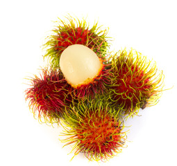 rambutan fruit on white background