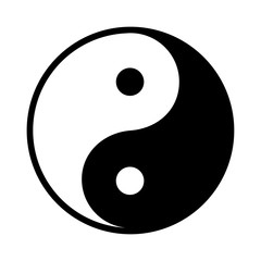 Black and white yin yang on a white background