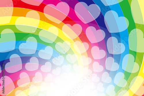 ベクターイラスト背景素材 レインボーカラー ハートパターン