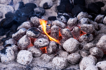 Heated coals glowing