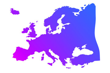 Europe colorful vector map silhouette