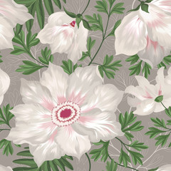 Floral seamless pattern. Graden flower bouquet background.