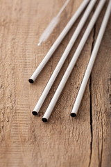 eco-friendly reusable metal drinking straw. zero waste concept