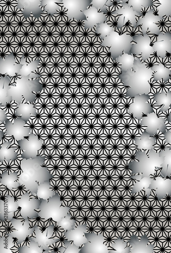 和風背景 伝統模様 麻葉紋様 楓 紅葉 秋 落葉 カエデ 無料素材 コピースペース 広告宣伝ポスター Wall Mural Tomo00