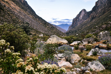 Mountain Landscapes on Santa Cruz Trek in Huscaran National Park in the Cordillera Blanca in Northern Peru 
