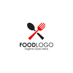 Food logo design with using spoon and fork icon illustration