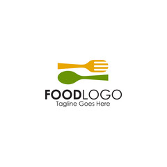 Food logo design with using spoon and fork icon illustration