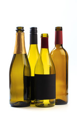 set of empty bottles of wine isolated on a white background - Image