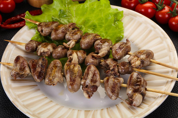 Chicken hearts skewer